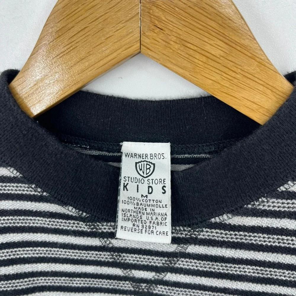 Warner Bros Studio Store Kids Taz Snowboarding Striped Long Sleeve Shirt M 1996